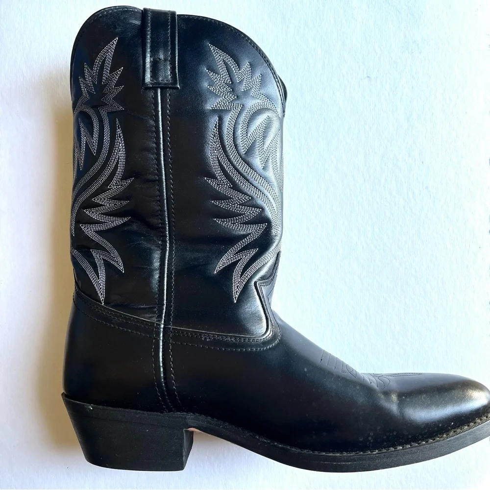 Laredo Classic Black Leather Embroidered 12" Men's Cowboy Boots size 11D Western - Picture 5 of 11